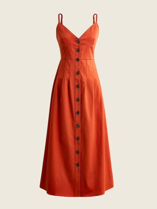 J. Crew Dresses & Skirts - J Crew Button Front Stretch Twill Midi Dress Tailored Darted V Neck